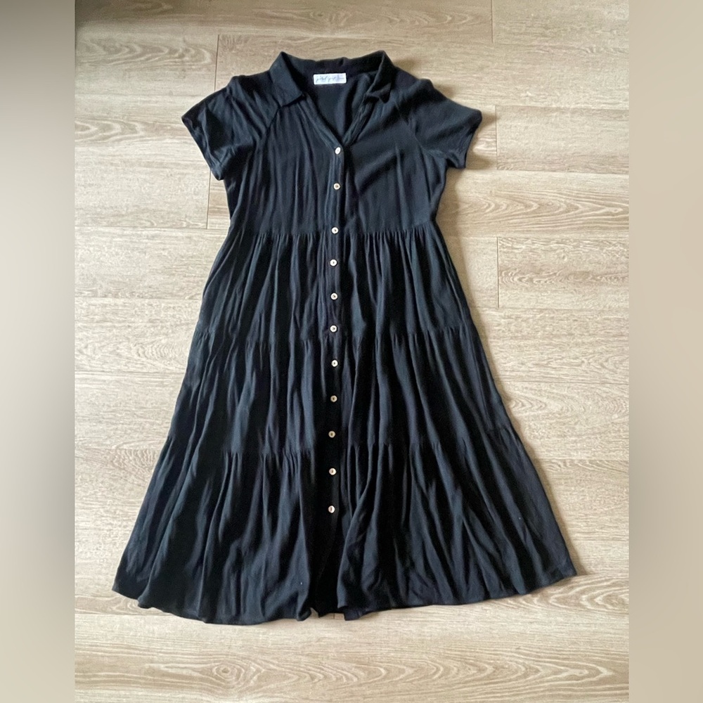 Petal and Pup Black Button-Down Dress